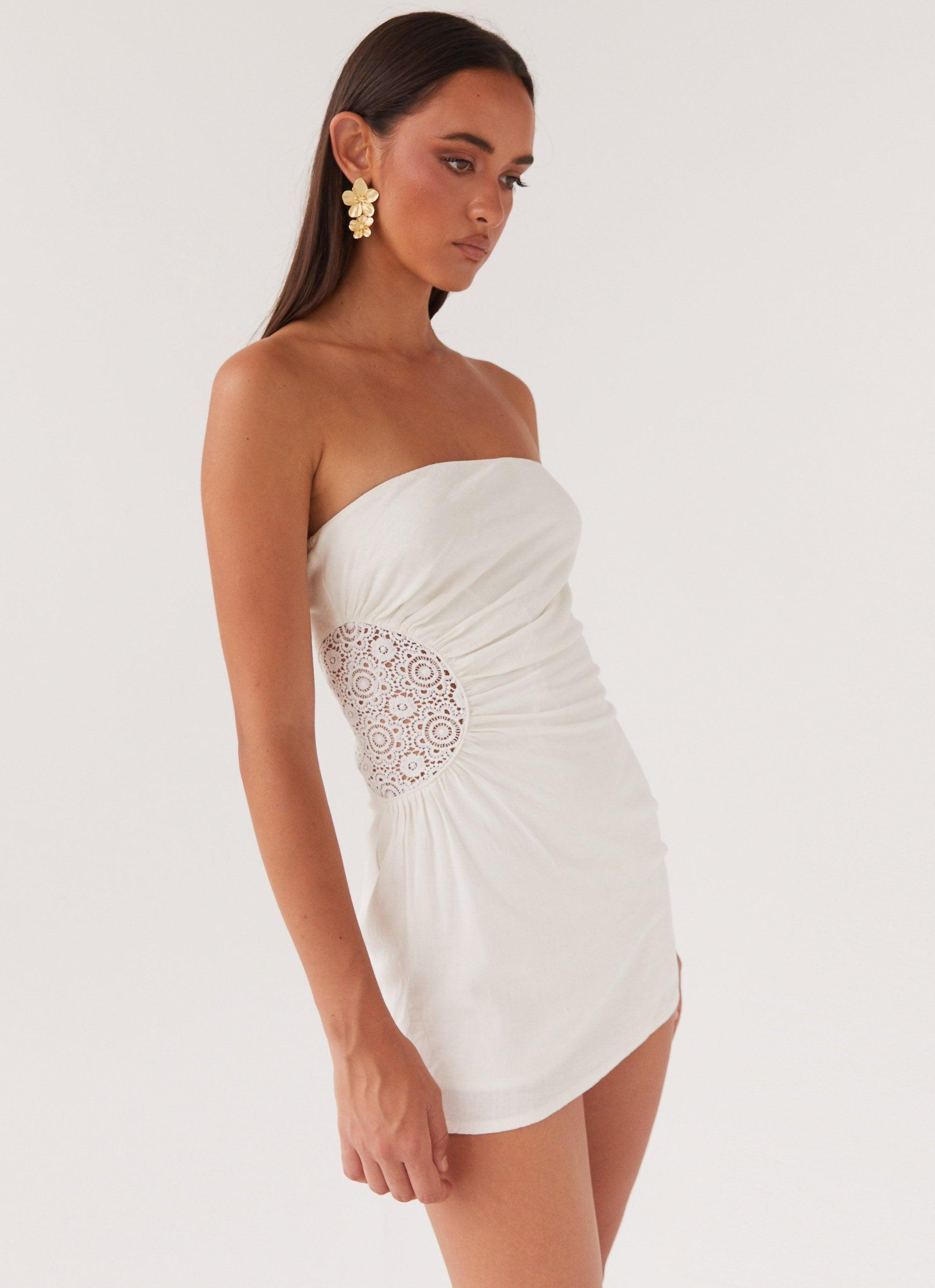 Palm Island Tube Mini Dress - White Product Image