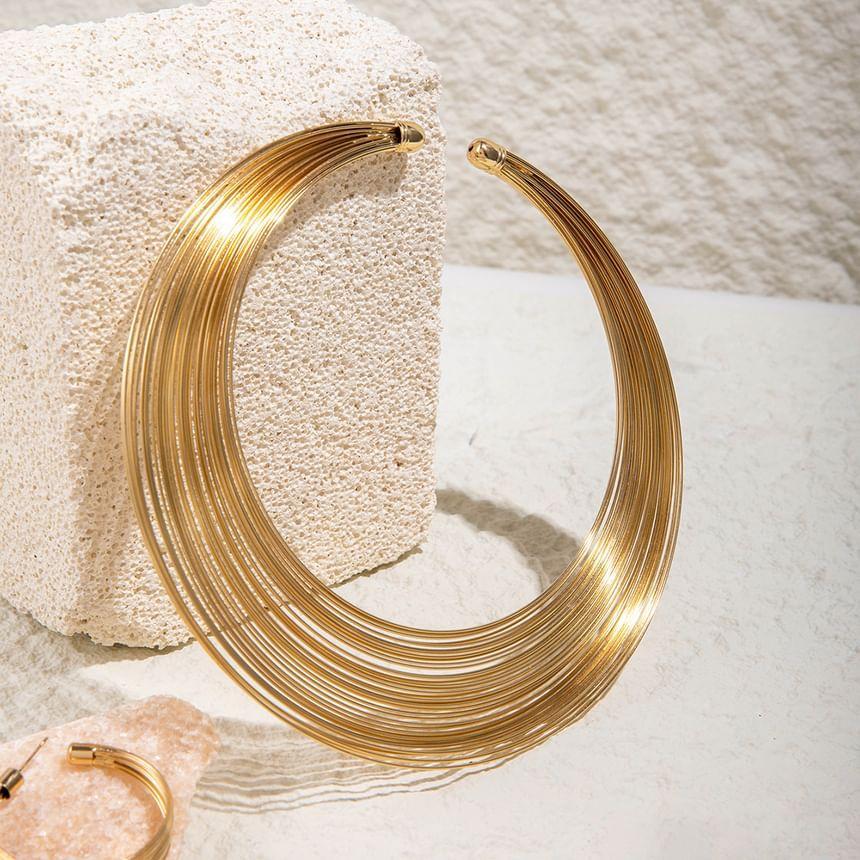 Metallic Layered Necklace / Hoop Earring / Bracelet / Ring / Set Product Image