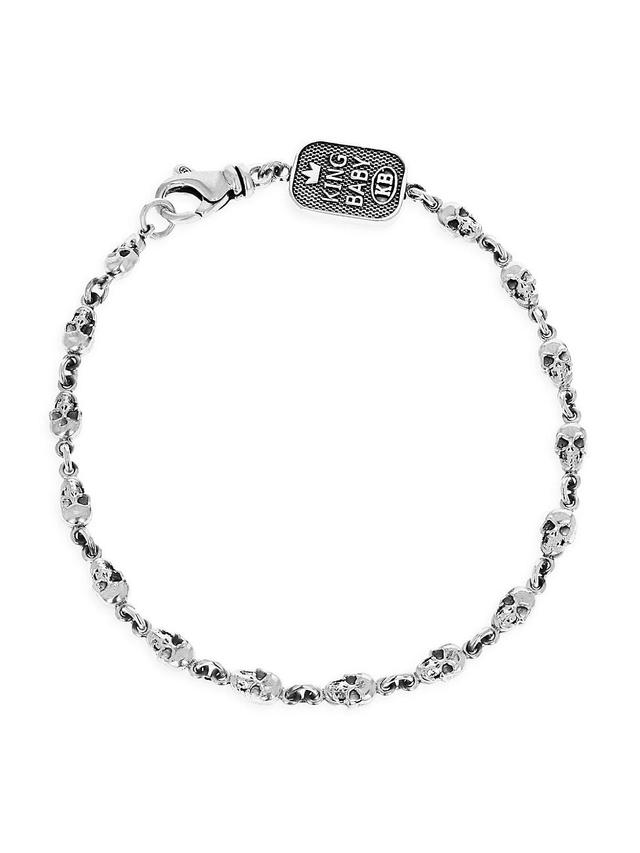 Mens New Classics Skull Chainlink Sterling Silver Bracelet Product Image