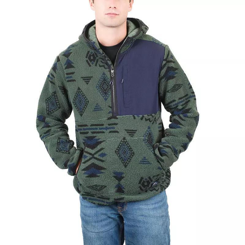 Mens Mountain and Isles 1/2 Zip Heavy Fleece Hooded Jacket Green Southwest Ba Product Image