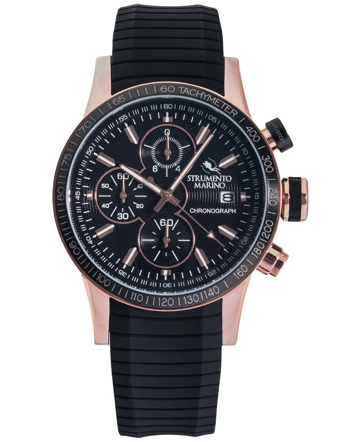 Strumento Marino Mens Admiral Chronograph Black Silicone Performance Timepiece Watch 45mm - Black Product Image