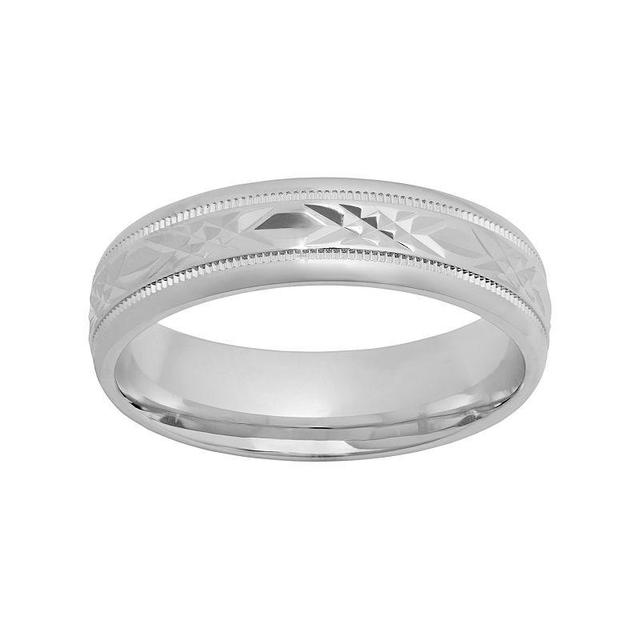 Sterling Silver Crisscross Wedding Band - Men, Mens Grey Product Image