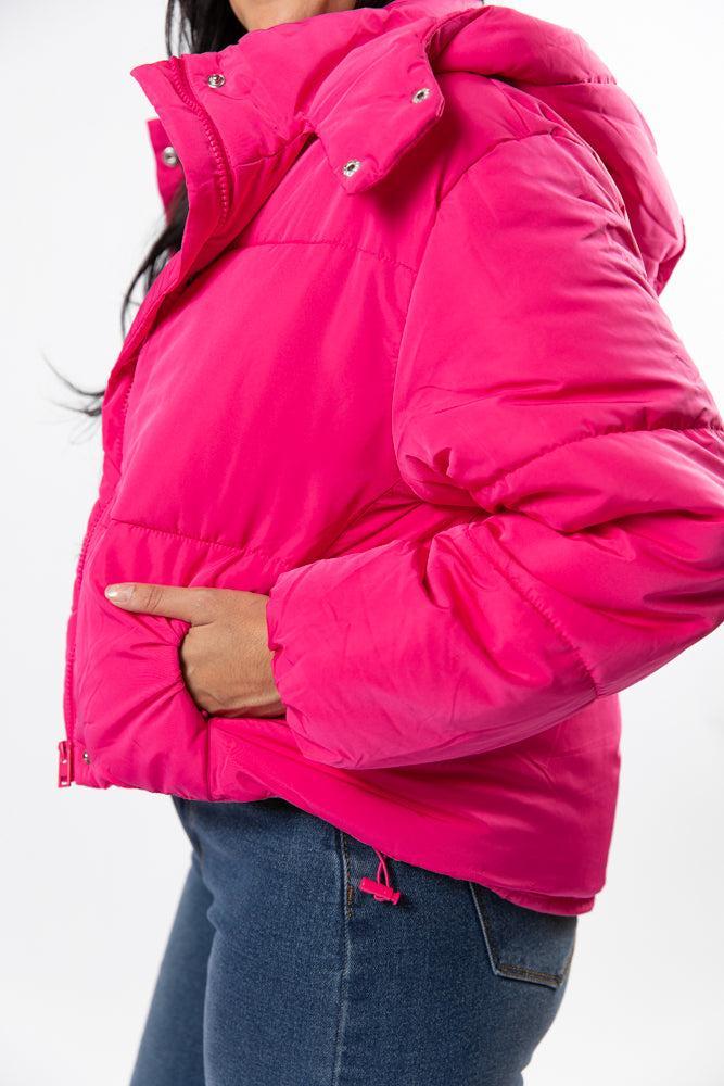 Called It Fuchsia Hooded Puffer Jacket Product Image