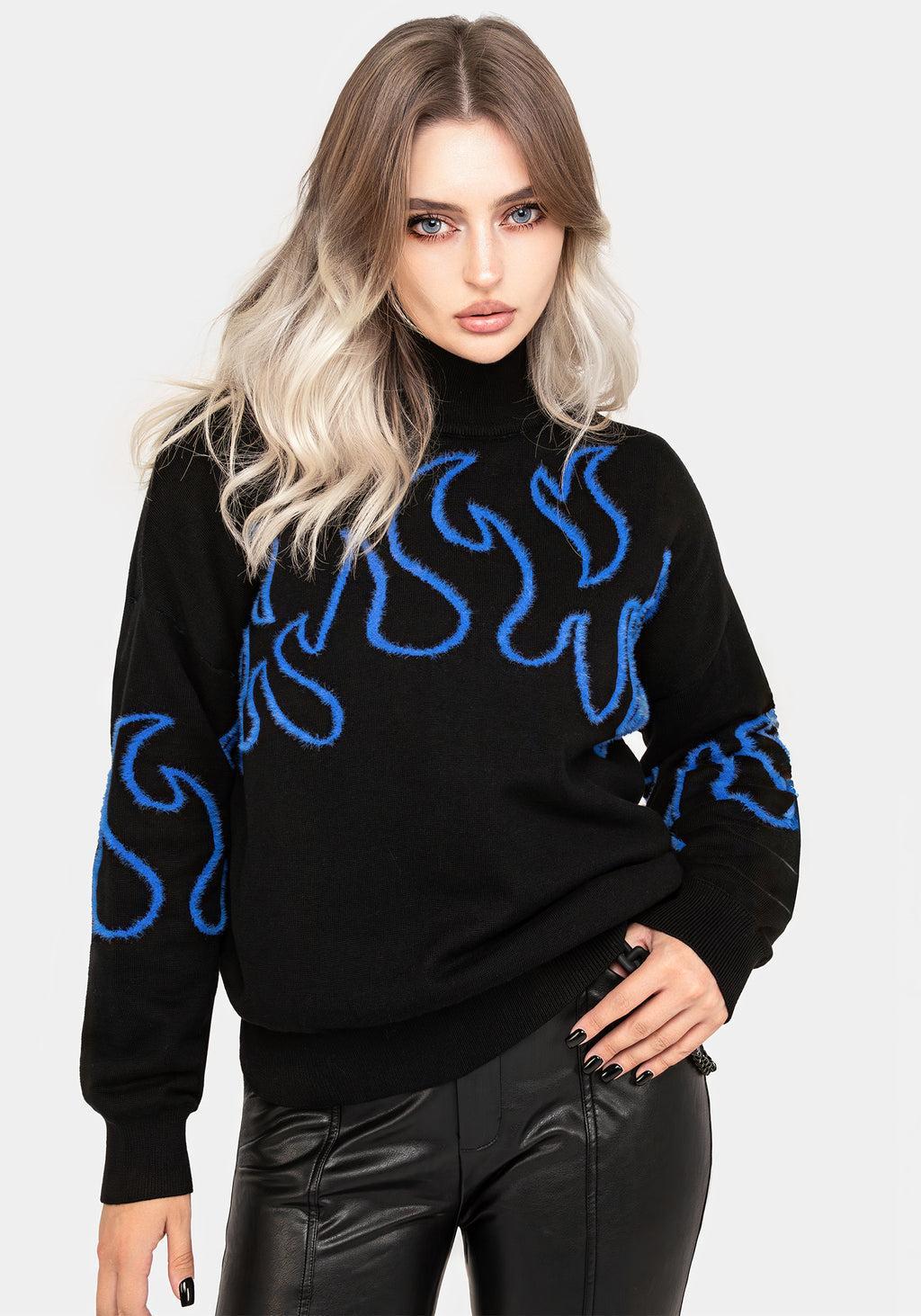 Blaze Flame Knit Sweater - Blue Product Image