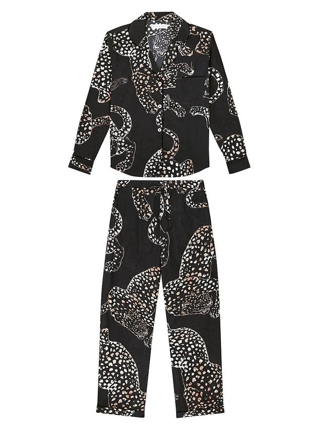 Womens Jaguar Print Cotton Pajama Set Product Image