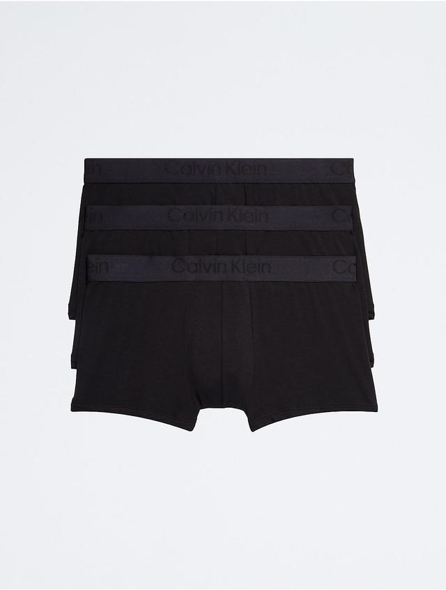 Calvin Klein Underwear CK Black Low Rise Trunks 3-Pack Black/Black) Men's Underwear Product Image