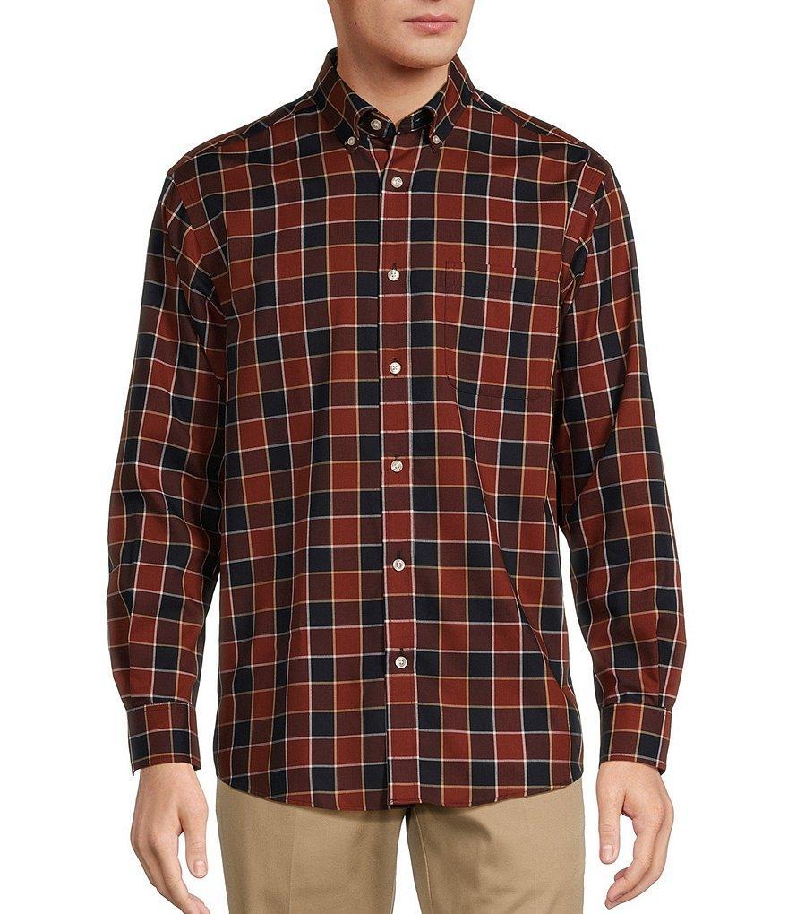 Roundtree & Yorke TravelSmart Easy Care Long Sleeve Buffalo Plaid Sport Shirt Product Image