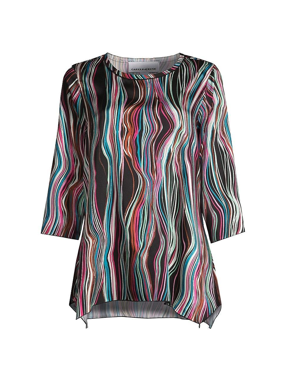 Caroline Rose Colorful Wave Print Scoop Neck 34 Sleeve Side Drape Coordinating Tunic product image