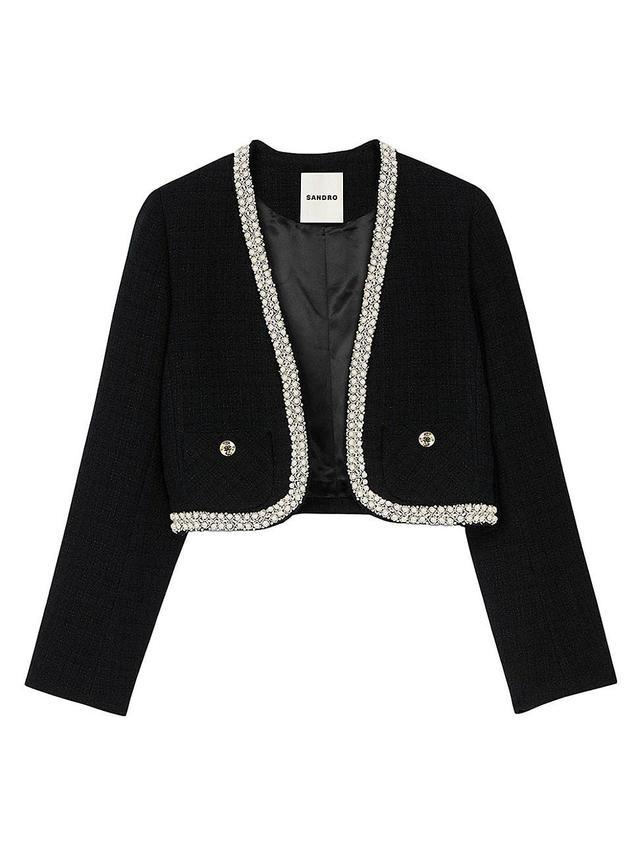 Womens Cropped Tweed Jacket Product Image