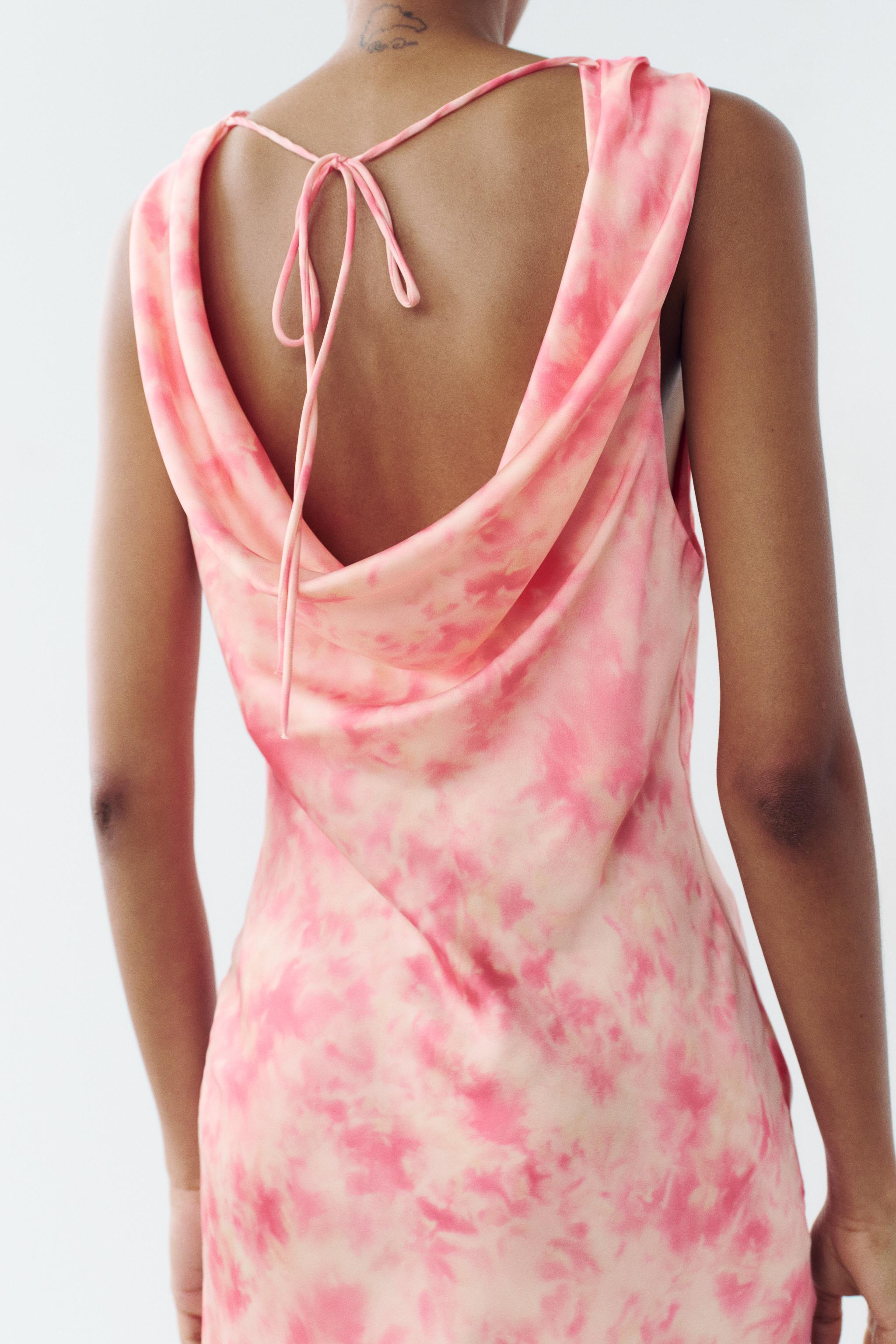 TIE DYE PRINT SATIN EFFECT DRESS Product Image