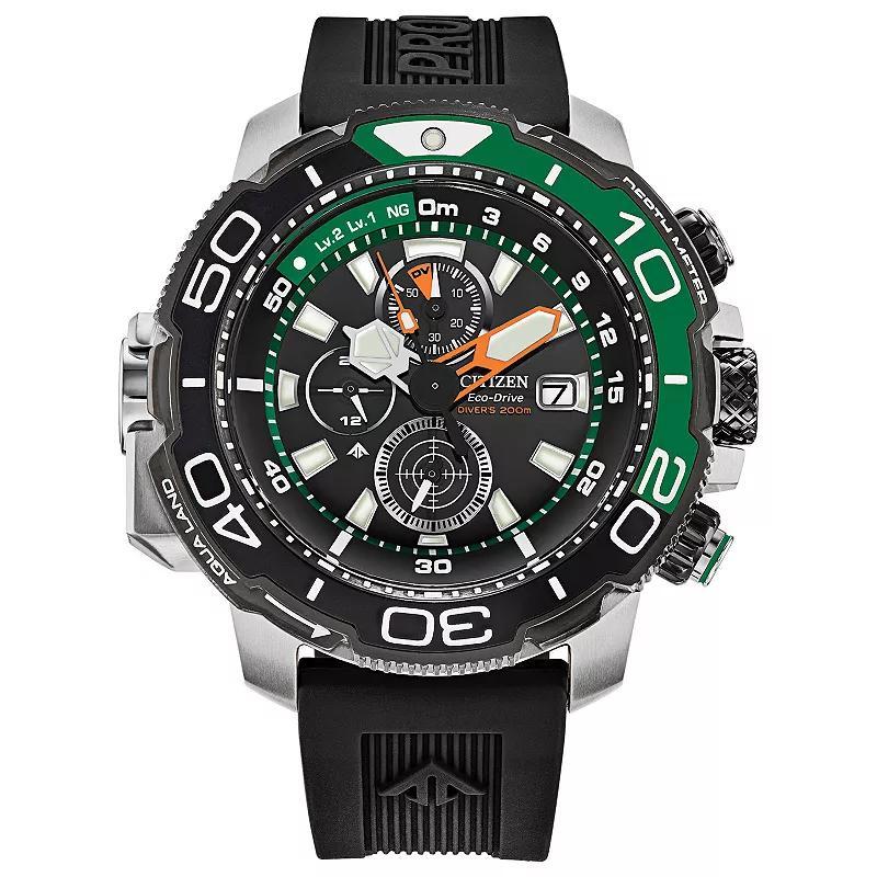 Men's Citizen Eco-DriveÂ® Promaster Aqualand Chronograph Strap Watch with Black Dial (Model: Bj2167-03E) Product Image