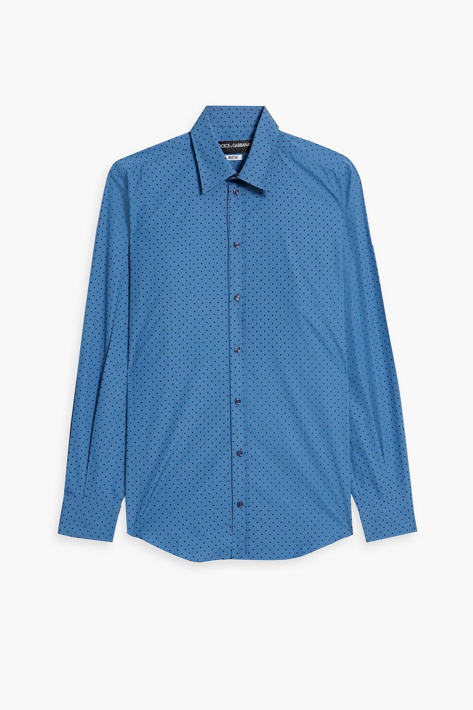 Polka-dot Cotton-poplin Shirt In Blue Product Image