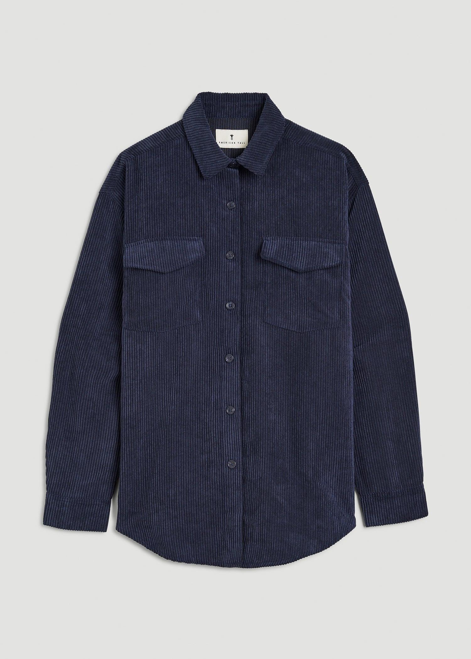 Corduroy Button Shirt for Tall Women in Navy Product Image