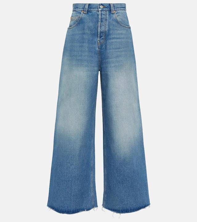 Wide Leg Horsebit Jeans In Blue Product Image