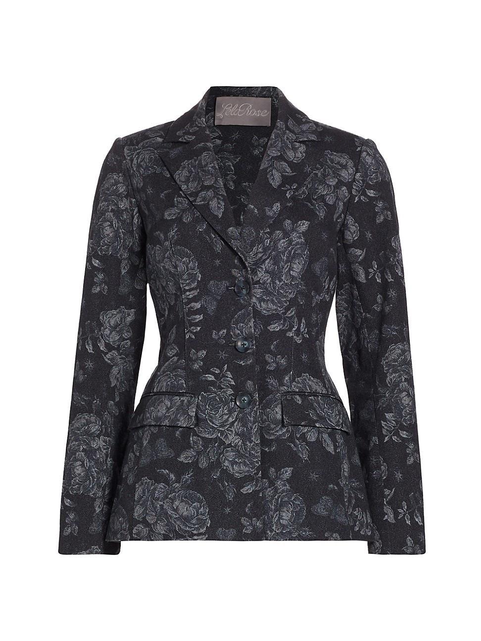 Womens Denim Floral Tailored Blazer product image