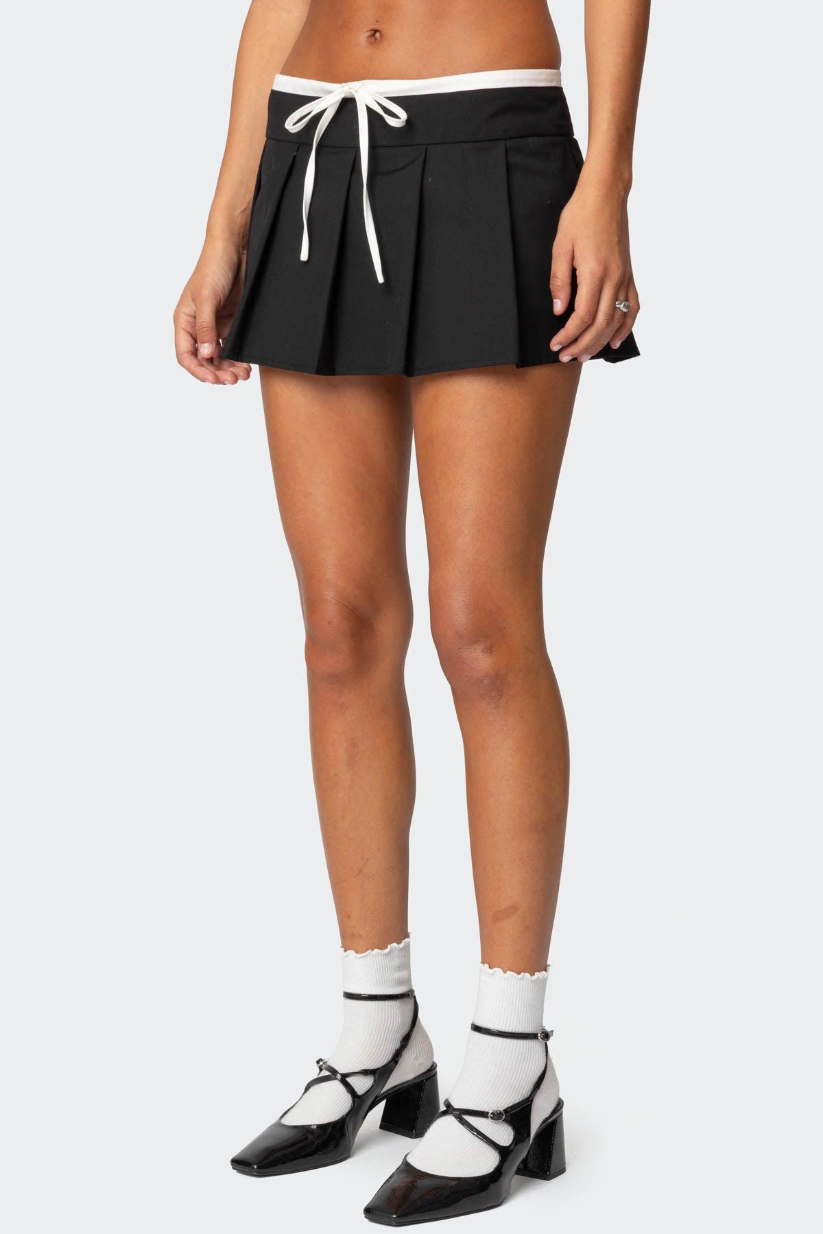 Contrast Drawstring Pleated Mini Skort Product Image