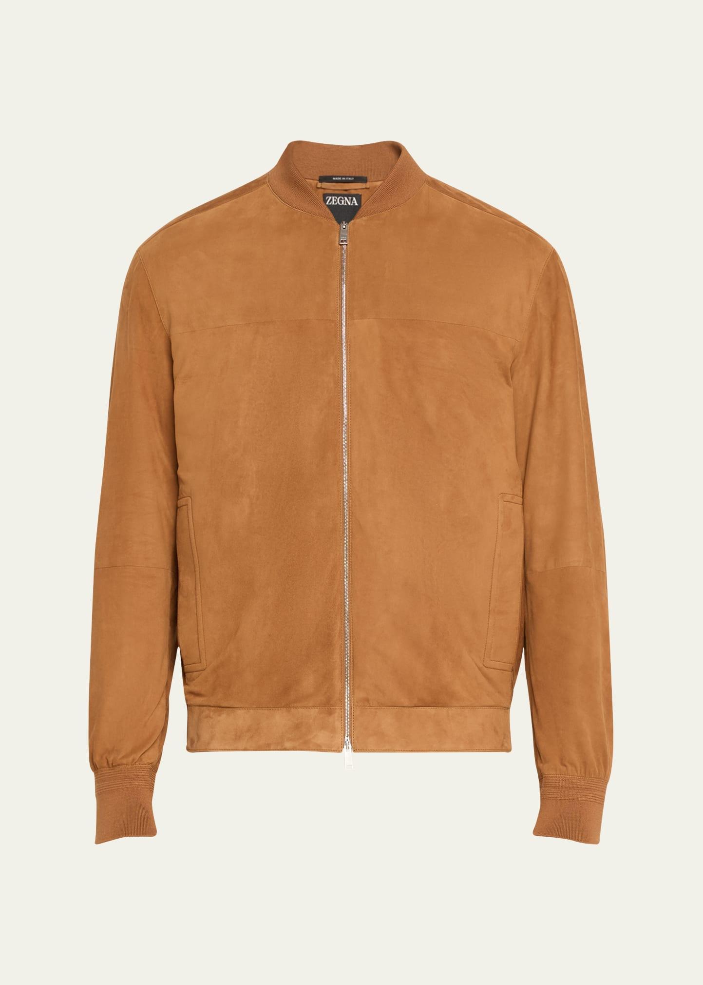 Mens Suede Full-Zip Bomber Jacket Product Image