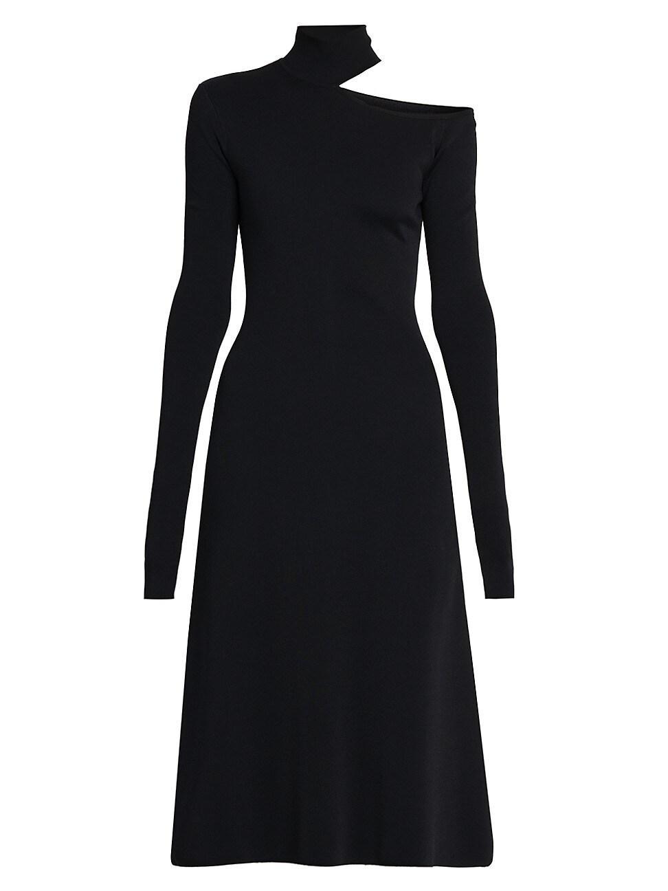 Turtleneck Cold-Shoulder Long-Sleeve Midi Sweater Dress Product Image