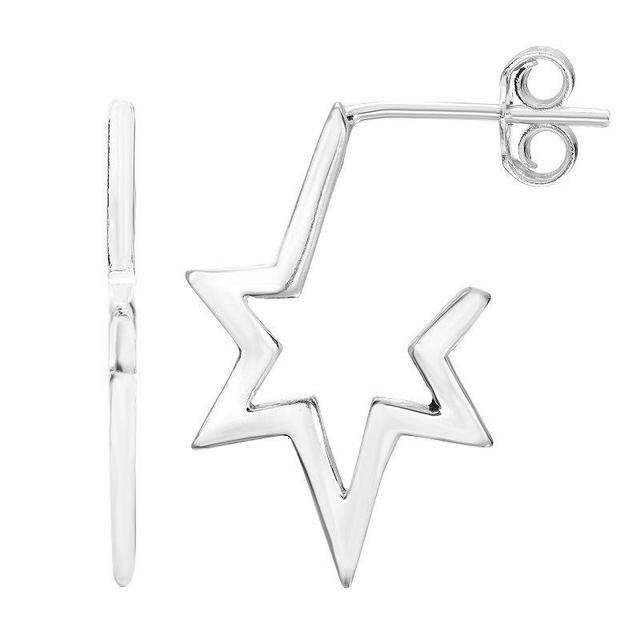 A&M Sterling Silver Half Star Earrings, Womens Product Image