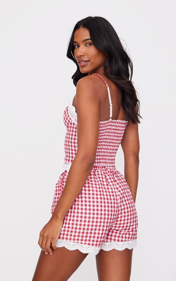 Red Gingham Check Corset PJ Set Product Image