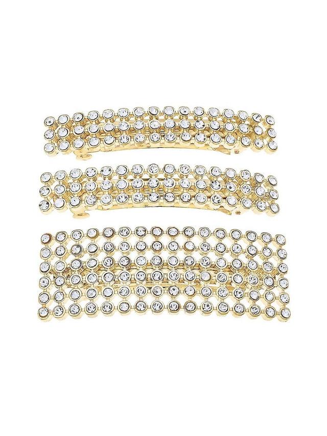 Womens Disco Doll 3-Piece Crystal Barrette Set Product Image