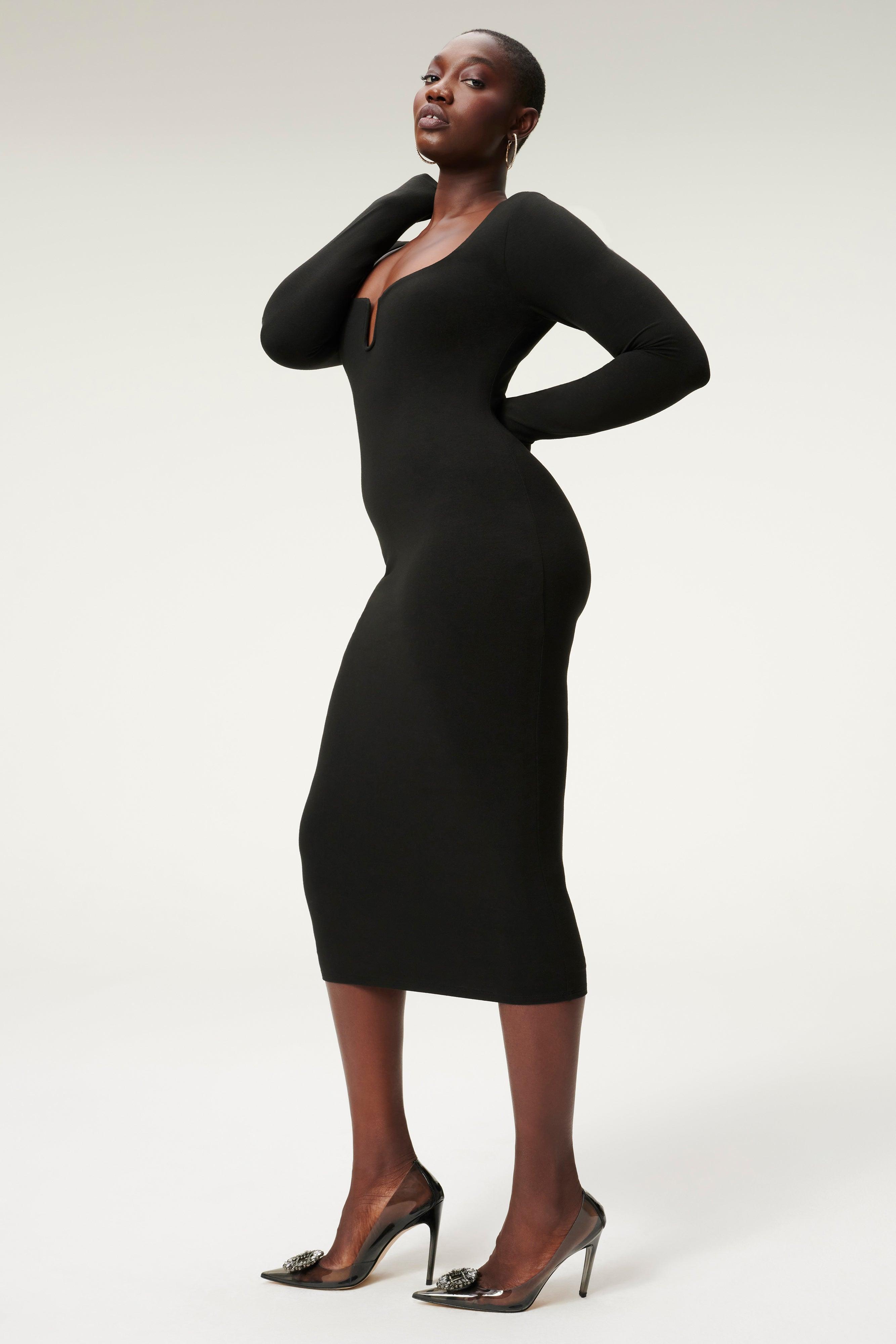 U RING MIDI DRESS | BLACK001 Product Image