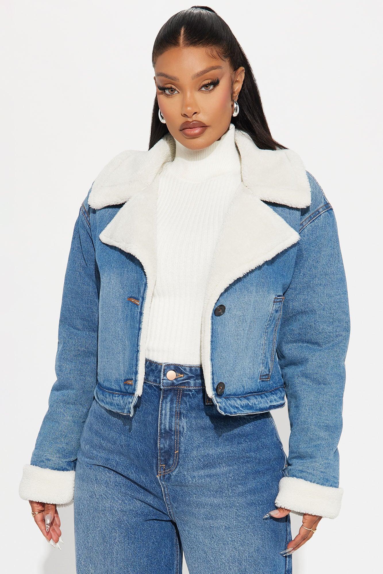 Mila Denim Shearling Jacket - Medium Wash Product Image