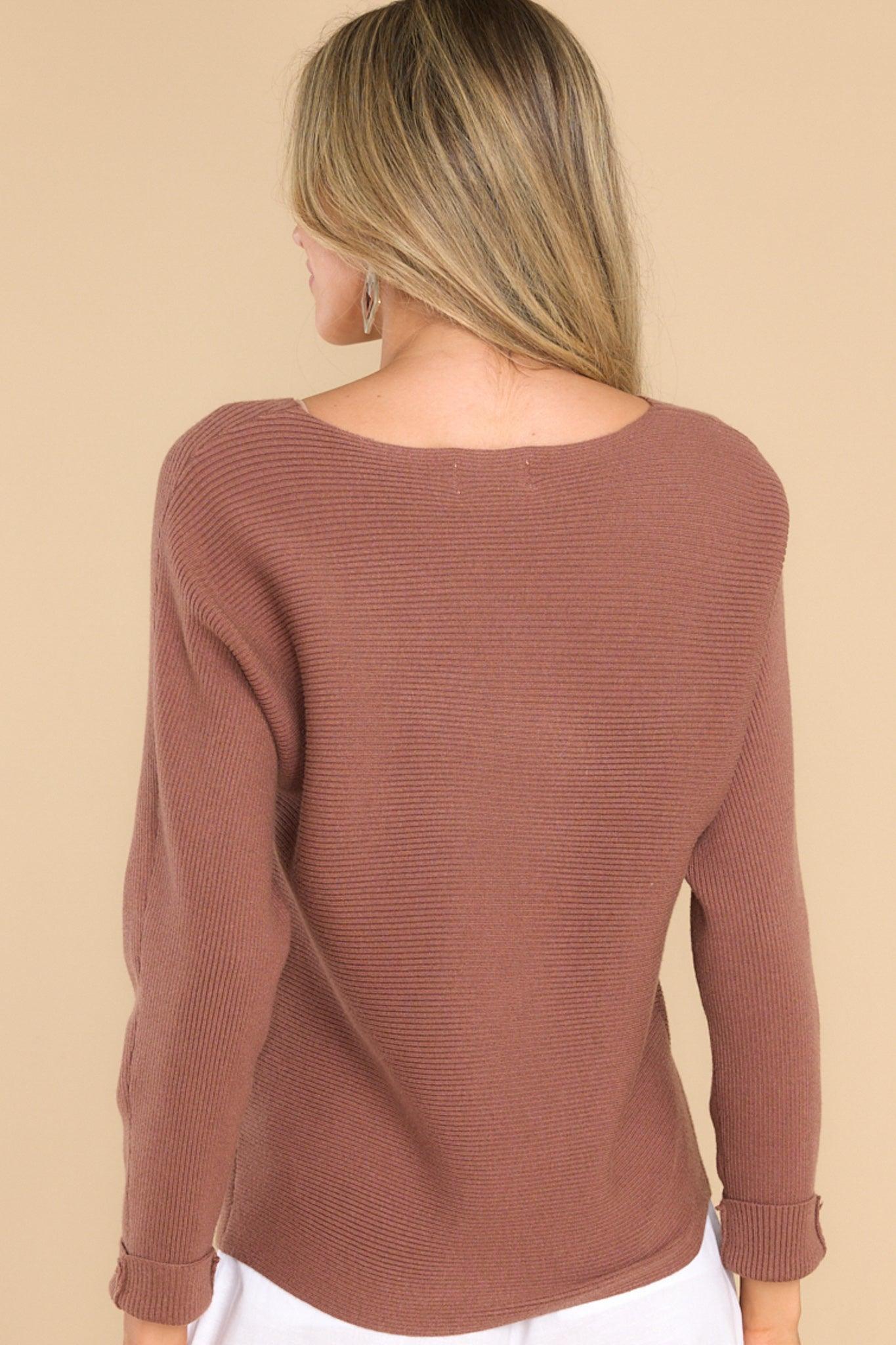 Same Old Song Cinnamon Brown Ribbed Sweater Product Image