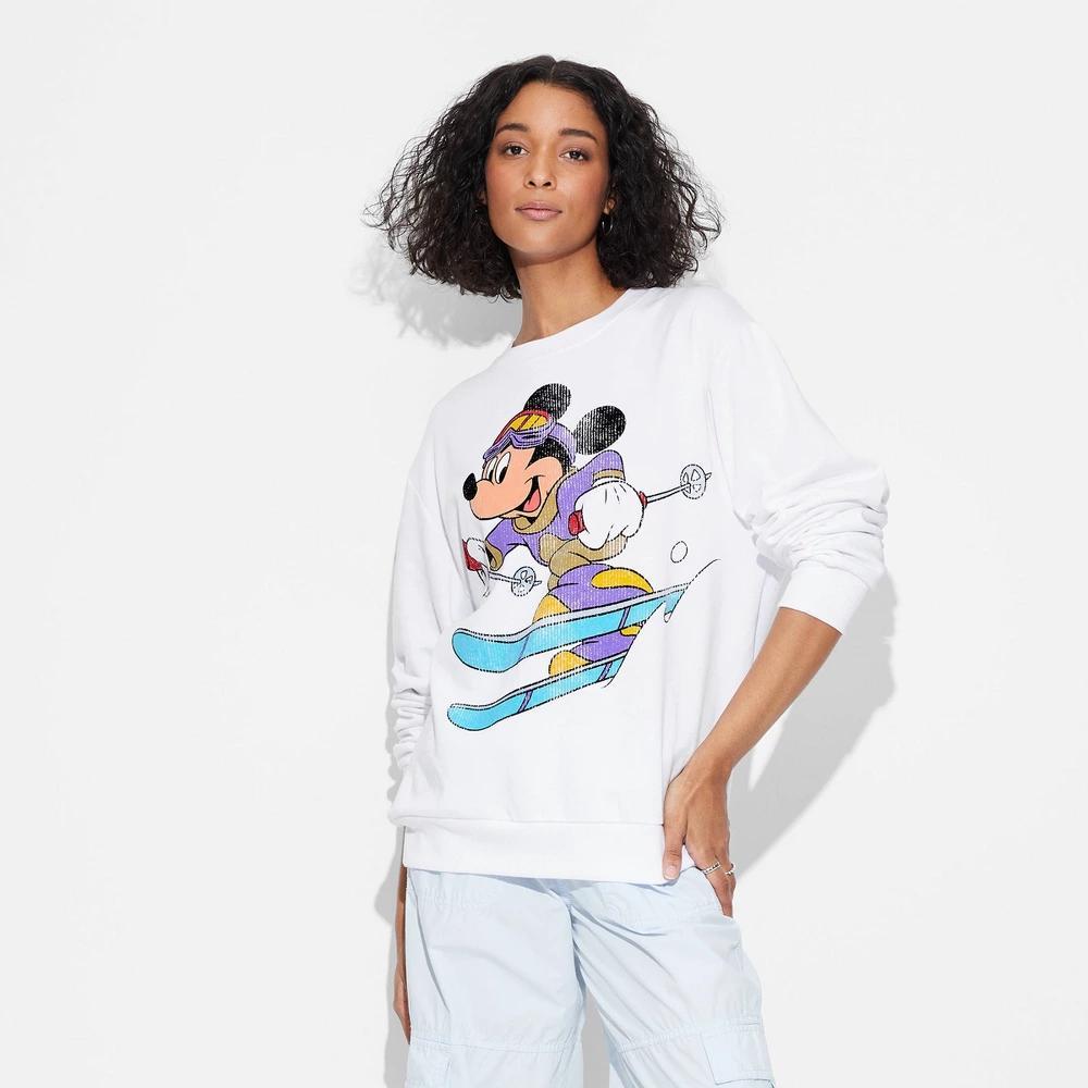 Womens Vintage Mickey Ski Graphic Sweatshirt - White product image