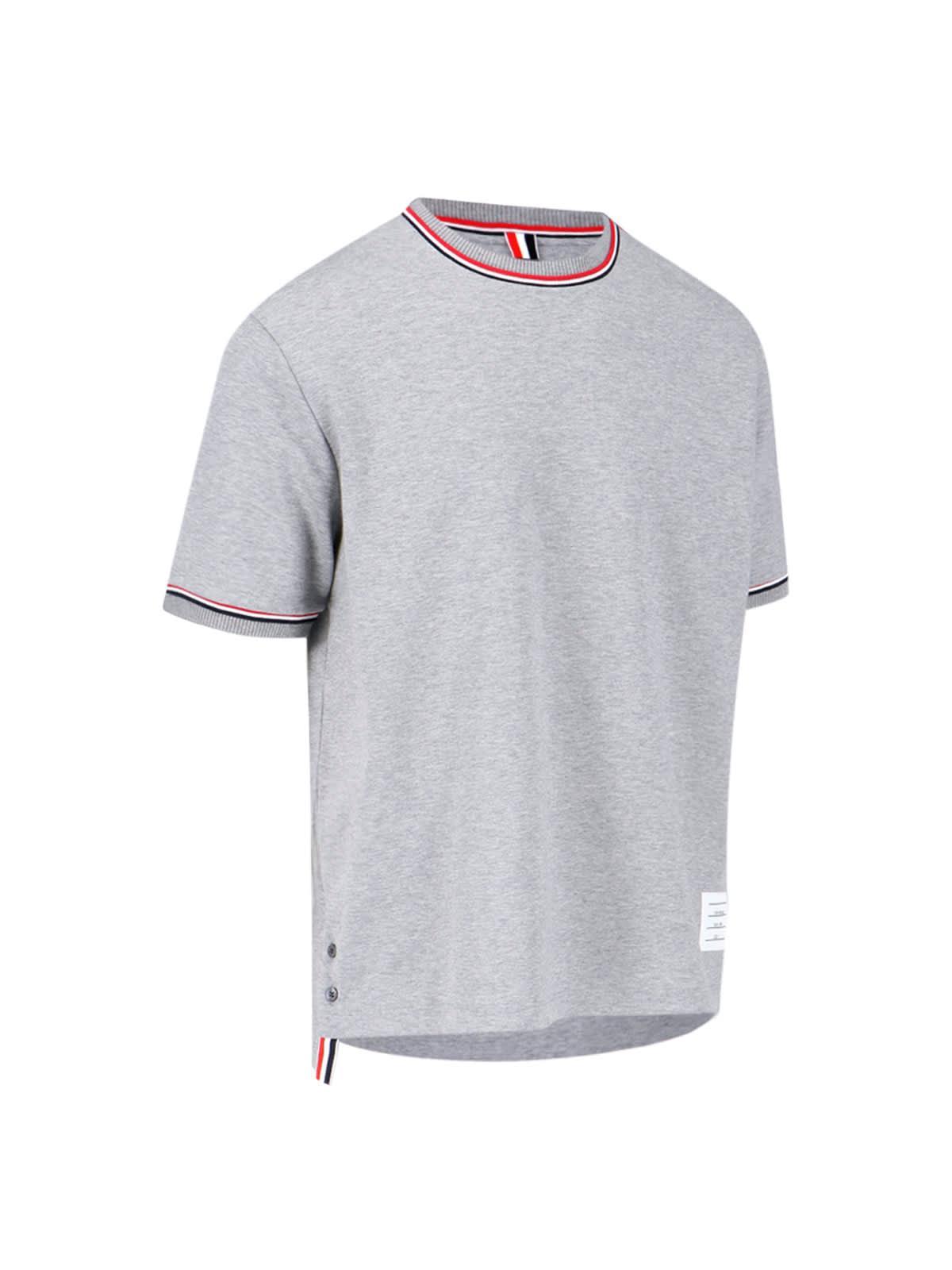 Short Sleeve Tee W/ Rwb Stripe Trim In Cotton Milano In Grey Product Image