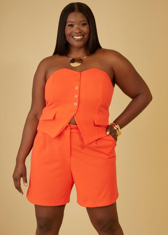 Plus Size Strapless Buttoned Top Ashley Stewart Product Image