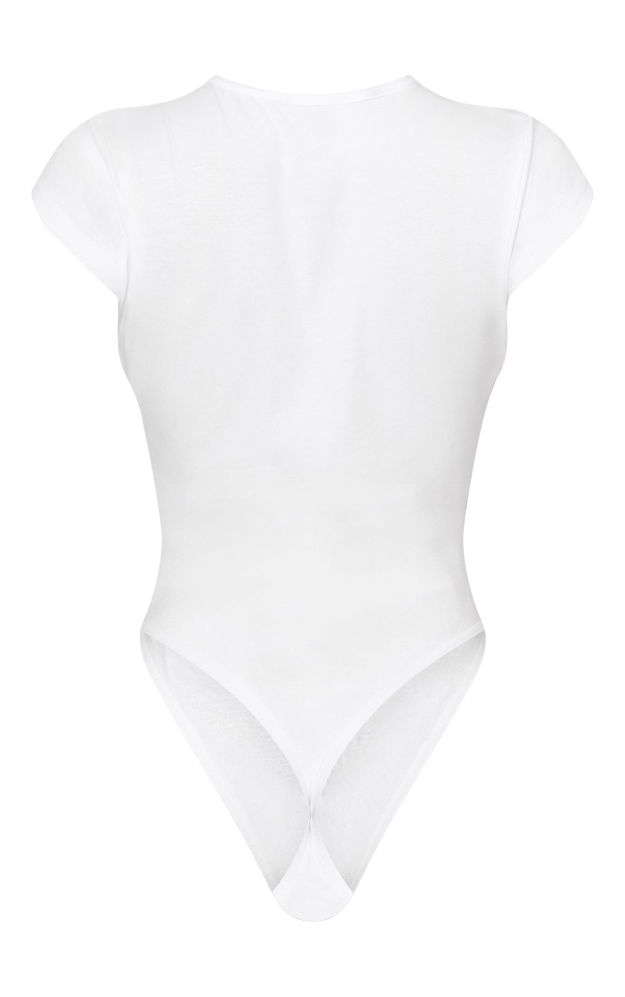 Petite White Modal Cotton T-shirt Bodysuit Product Image