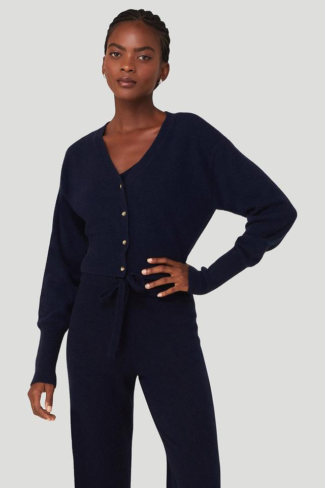 Alo Yoga | Cashmere Jet Set Cardigan Sweatshirt Blue, Size: XS Product Image