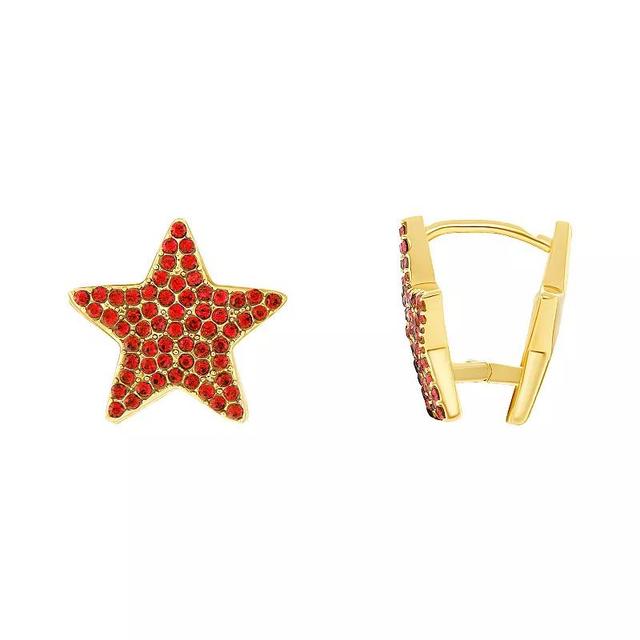 Emberly Pave Glass Star Earrings, Womens, Red Product Image