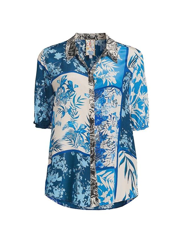 Womens Steph Floral Windowpane Silk Shirt Product Image