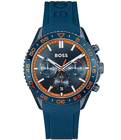 Hugo Boss Mens Runner Quartz Chronograph Blue Silicone Strap Watch Product Image