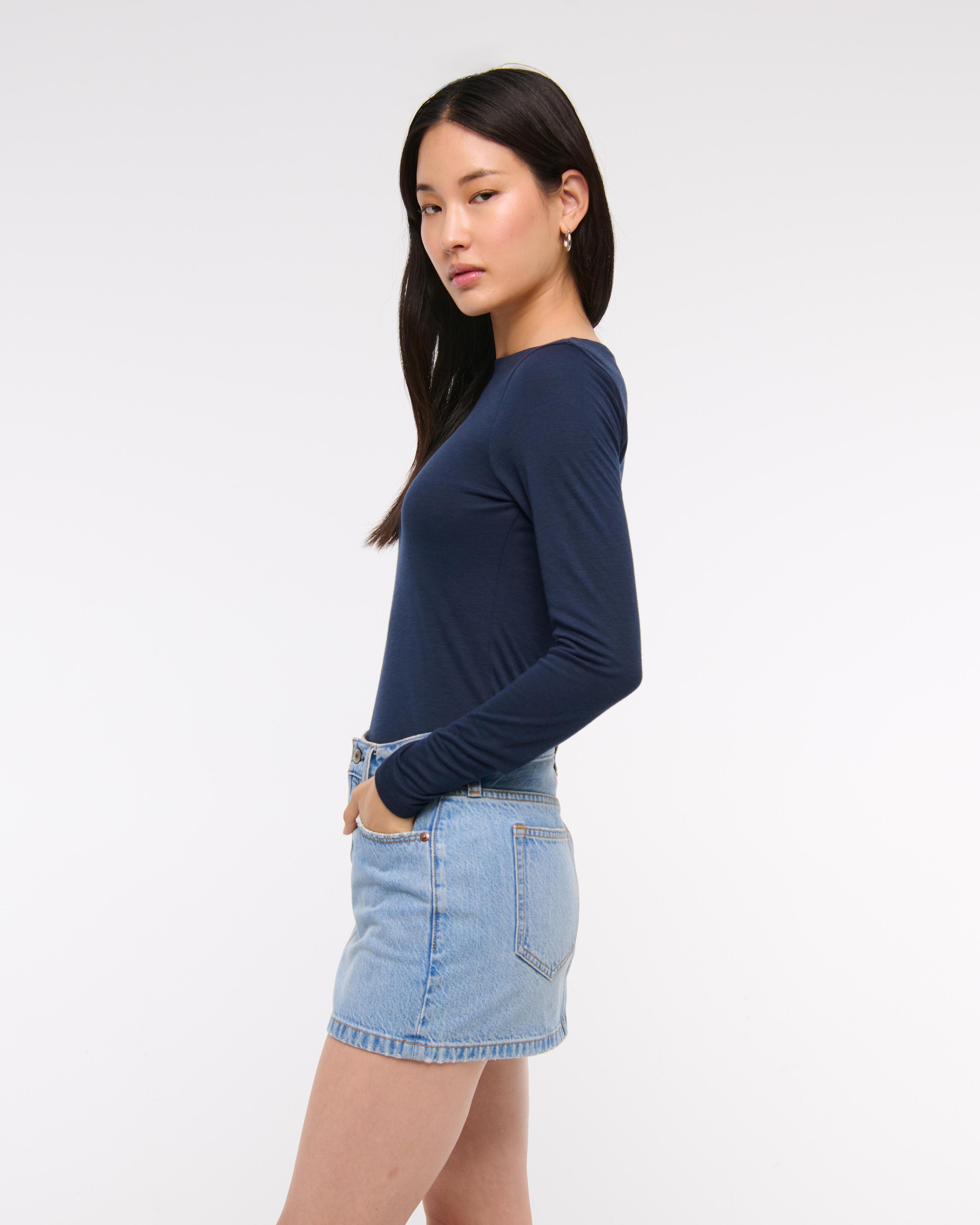 Low Rise Denim Mini Skirt Product Image