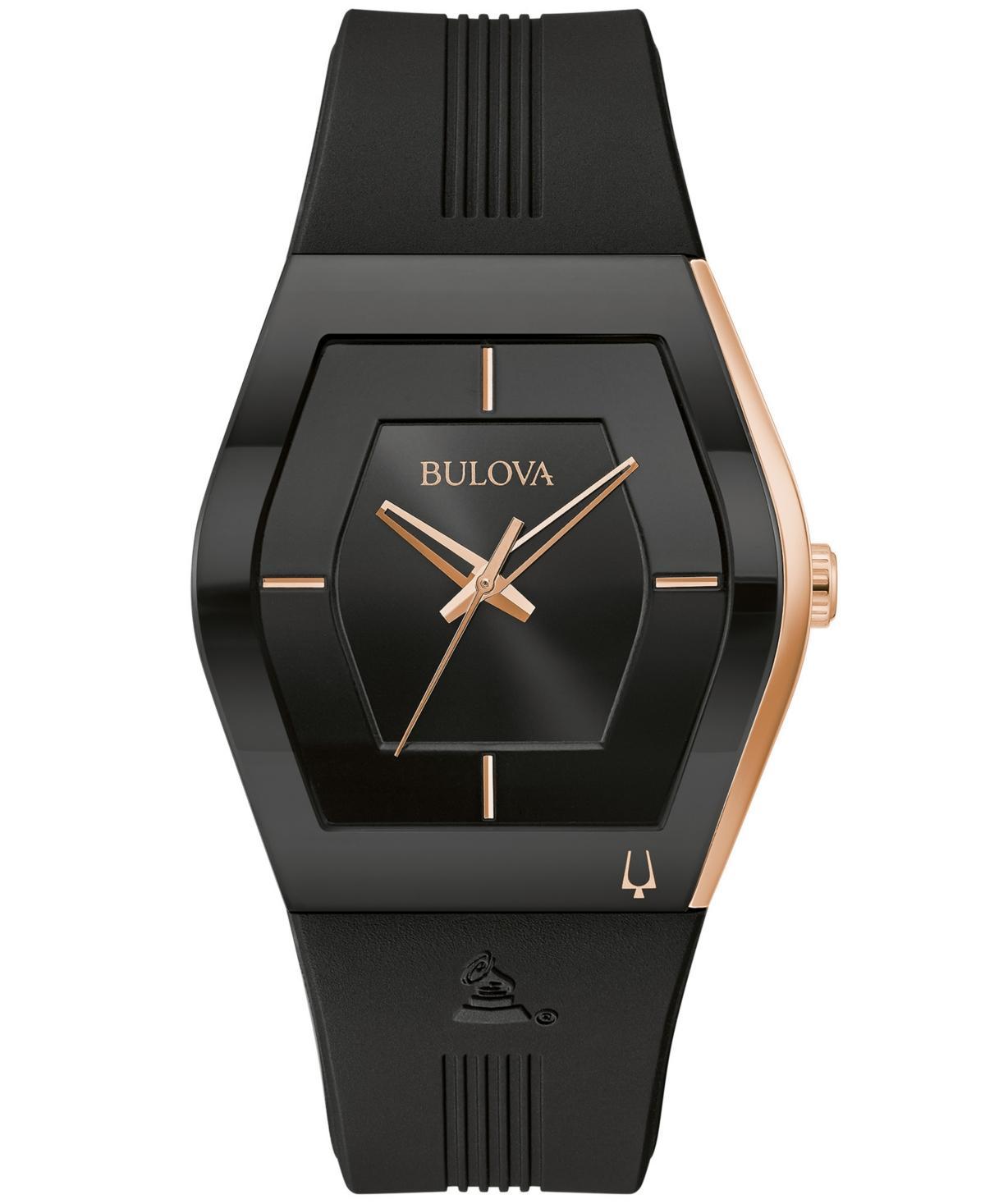 Bulova Mens Latin Grammy Black Silicone Strap Watch 40.5mm Product Image