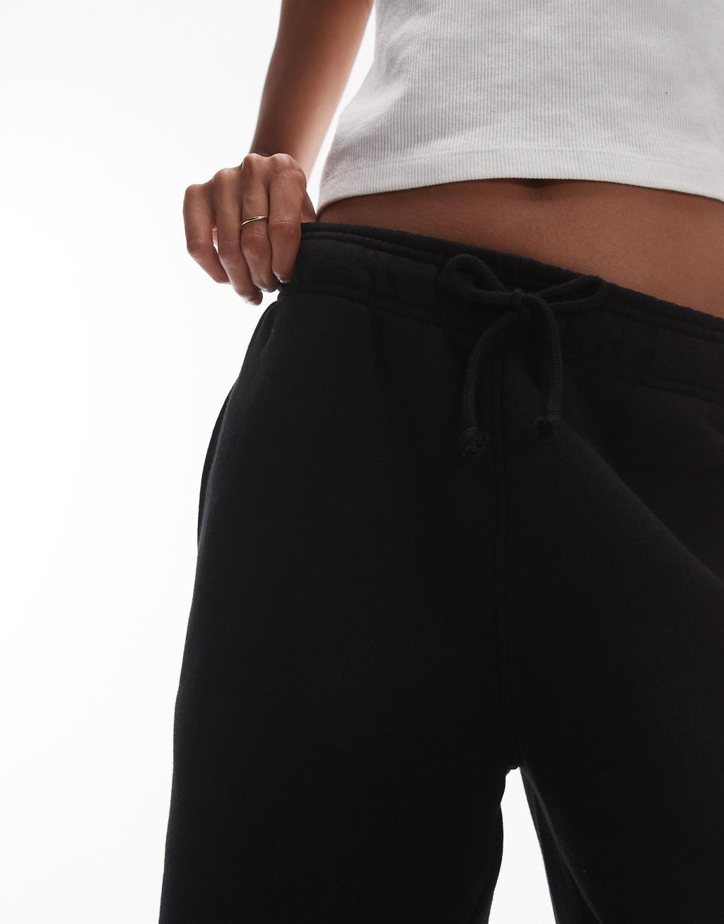 Topshop cuffed sweatpants in black Product Image