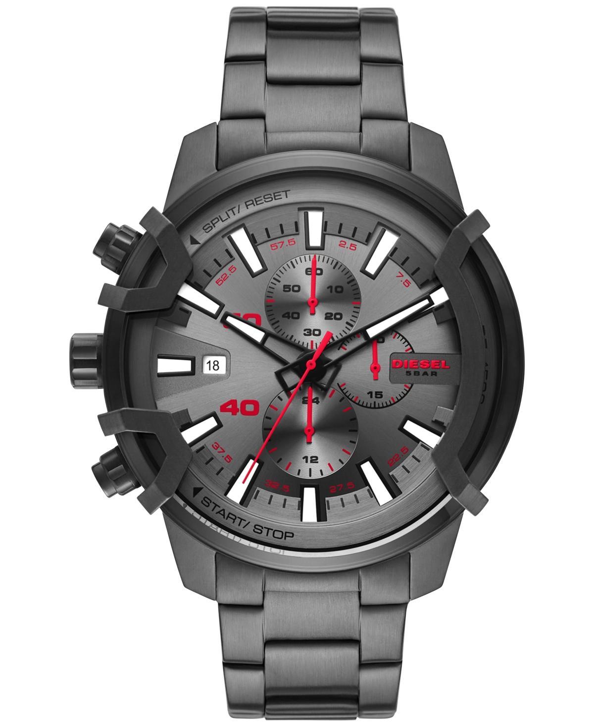 Diesel Mens Chronograph Griffed Gunmetal-Tone Stainless Steel Bracelet Watch 48mm Product Image