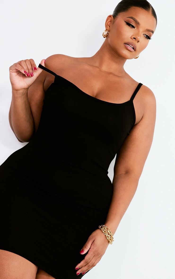 Plus Black Strappy Jersey Bodycon Dress Product Image