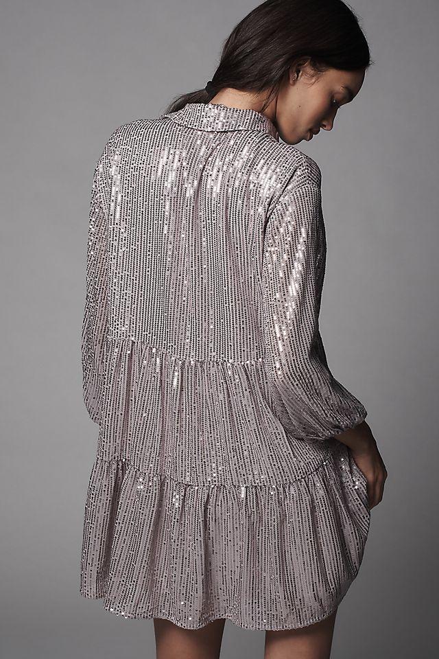 The Bettina Tiered Shirt Dress by Maeve: Mini Sequin Edition Product Image