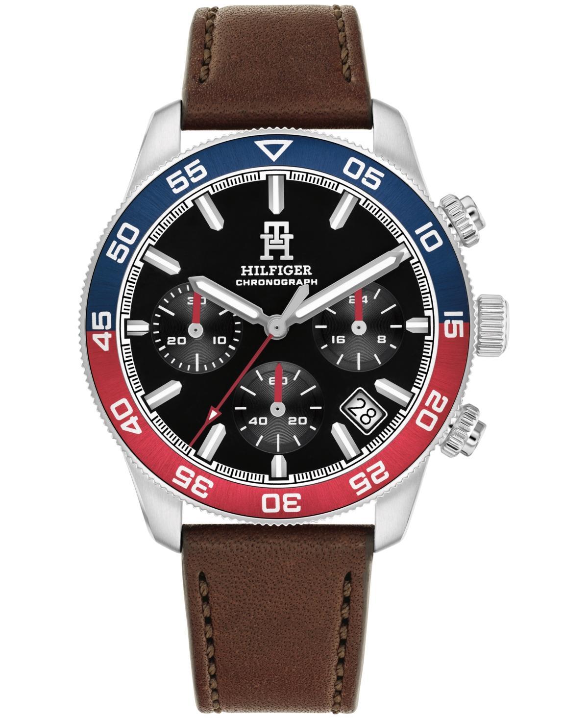 Tommy Hilfiger Mens Chronograph Brown Leather Strap Watch 41mm - Brown Product Image