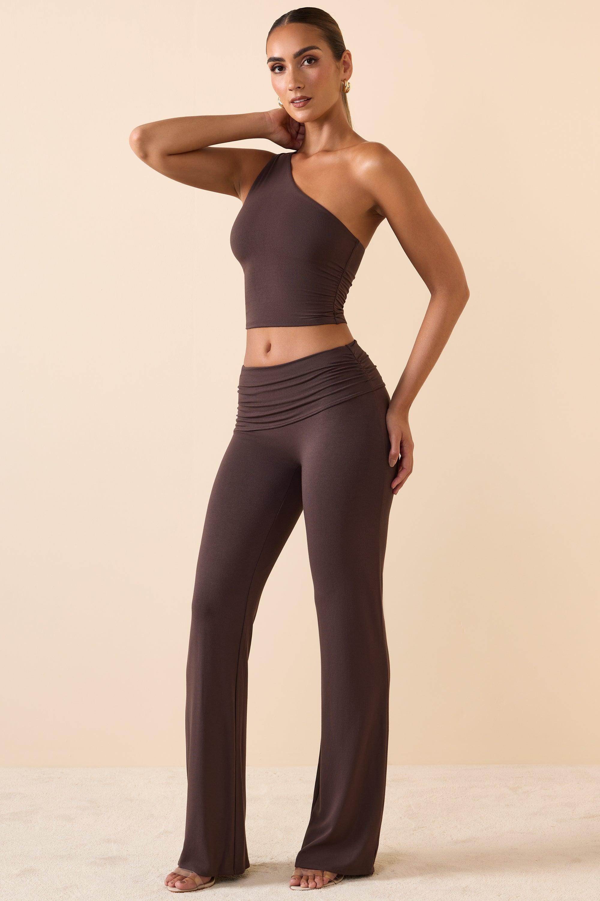 Mid Rise Straight Leg Trousers in Chocolate Brown Product Image