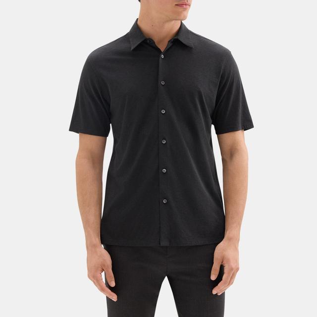 Slub Cotton Standard-Fit Short-Sleeve Shirt | Theory Outlet Product Image