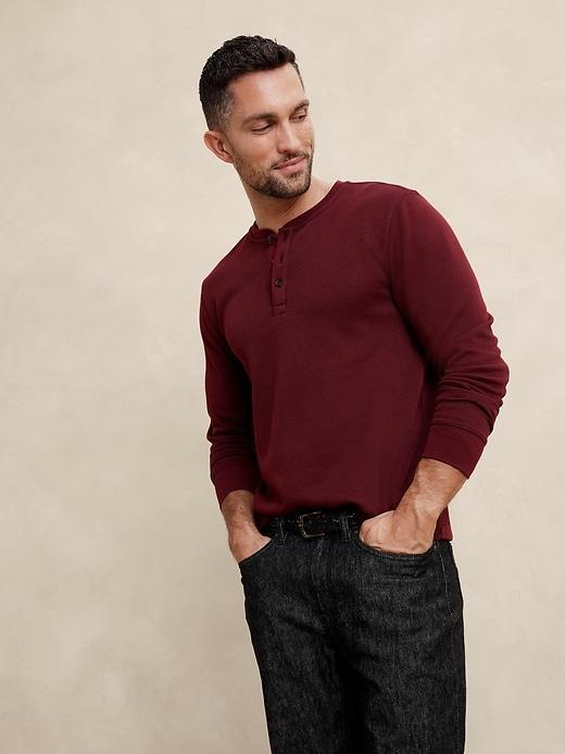 Waffle Knit Thermal Henley Product Image