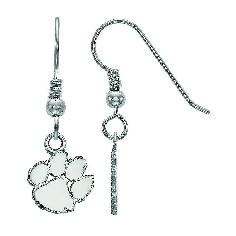 LogoArt Sterling Silver Rhodium Plated Clemson Tigers XS Dangle Earrings, Womens Product Image