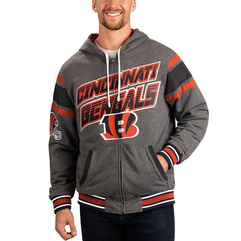 Mens G-III Sports by Carl Banks /Gray Cincinnati Bengals Extreme Full Back Reversible Hoodie Full-Zip Jacket Product Image