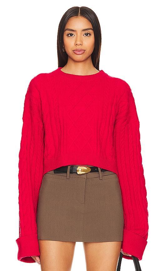 SNDYS Nellie Crop Sweater in Red. Size M, S, XL, XS, XXL, XXS. Product Image