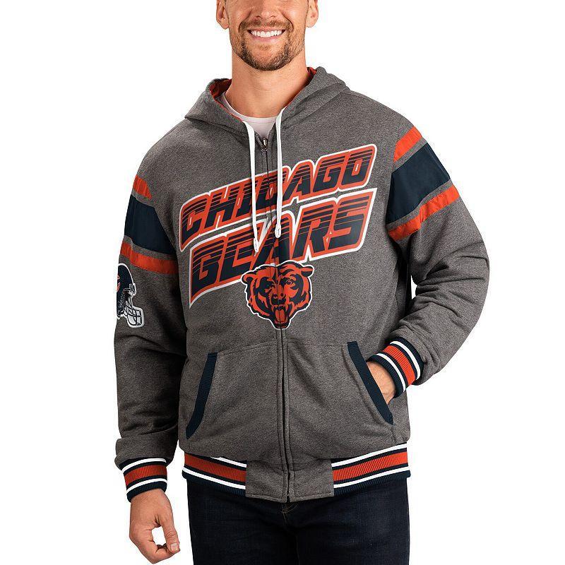 Mens G-III Sports by Carl Banks /Gray Chicago Bears Extreme Full Back Reversible Hoodie Full-Zip Jacket Blue Product Image